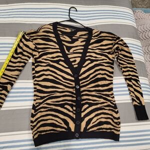 Express Black and Tan Zebra Cardigan Sweater